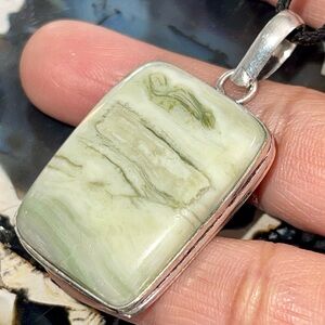 Bog Wood Green Larsonite Pendant 1 7/8”